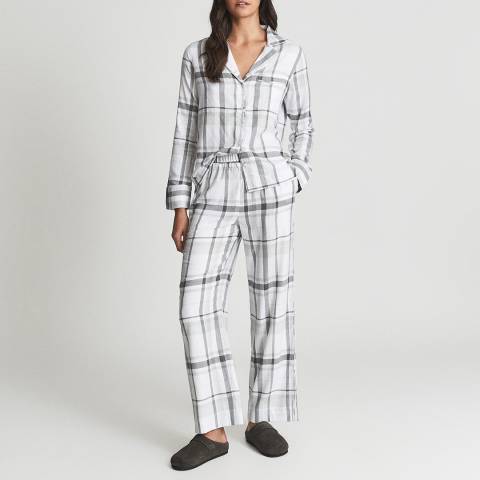 Reiss Grey Check Imogen Cotton Blend Pyjama Set