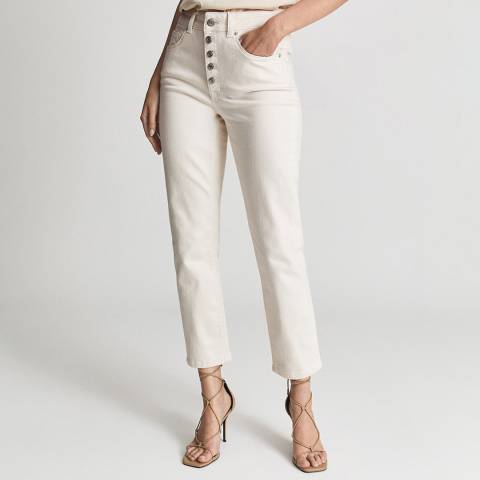 Reiss Off White Bailey Straight Stretch Jeans