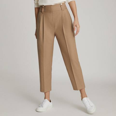 Reiss Camel Esther Tailored Wool Blend Trousers
