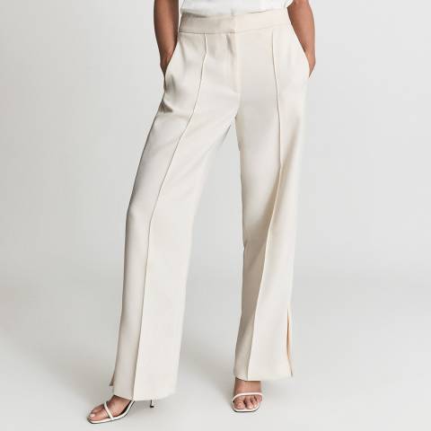 Reiss White Leah Wide Leg Tailored Trousers