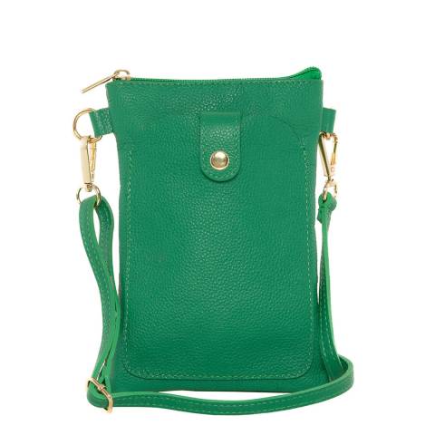 Anna Morellini Green Erica Leather Crossbody Bag