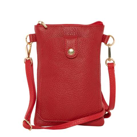 Anna Morellini Red Erica Leather Crossbody Bag
