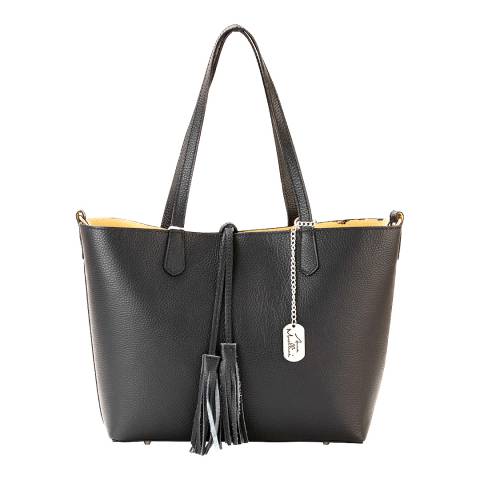Anna Morellini Black Apollina Leather Top Handle Bag