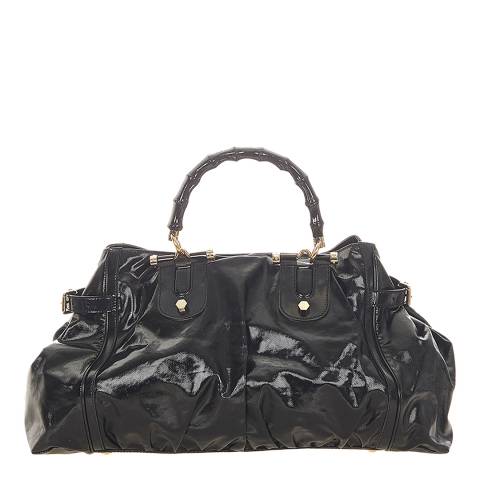 Vintage Gucci Black Bamboo Dialux Pop Handbag