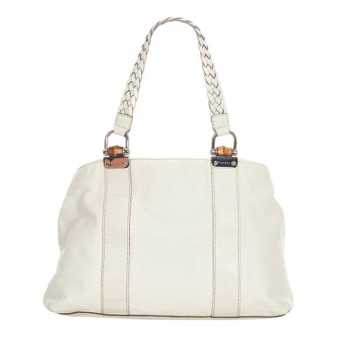 Vintage Gucci White Bamboo Bar Tote