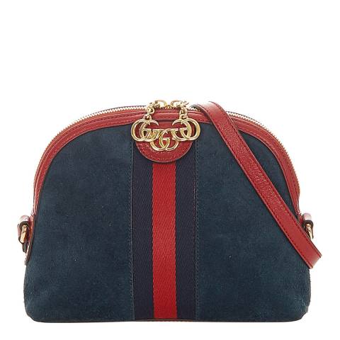 Vintage Gucci Blue Red Ophidia Suede Crossbody