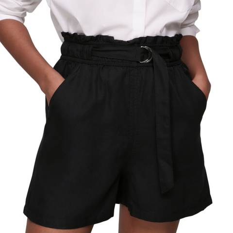 WHISTLES Black Buckle Belted Shorts