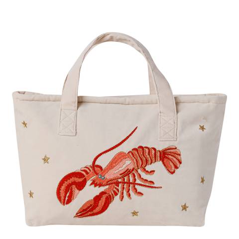 Elizabeth Scarlett Cream Lobster Velvet Day Bag