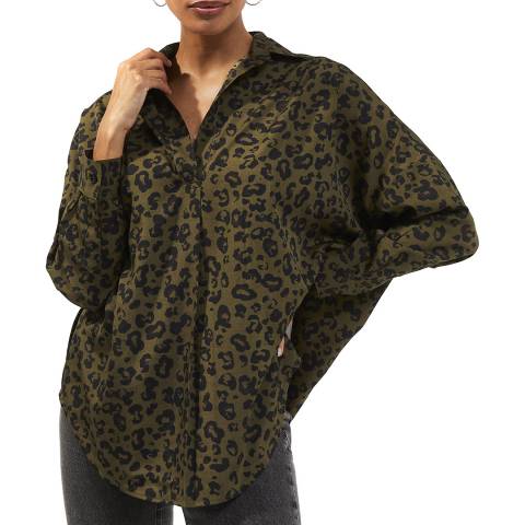 French Connection Animal Print Pop Over Shirt
