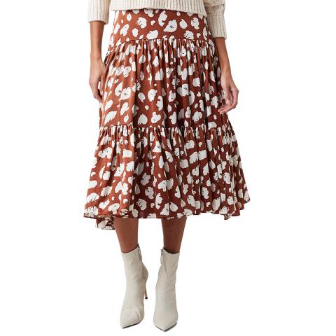French Connection Brown Aimee Inu Tiered Midi Skirt
