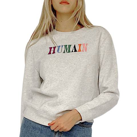 French Connection Grey Humain Graphic Cotton Sweatshirt