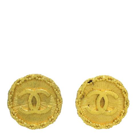 Vintage Chanel Gold Logo Clip On Earrings