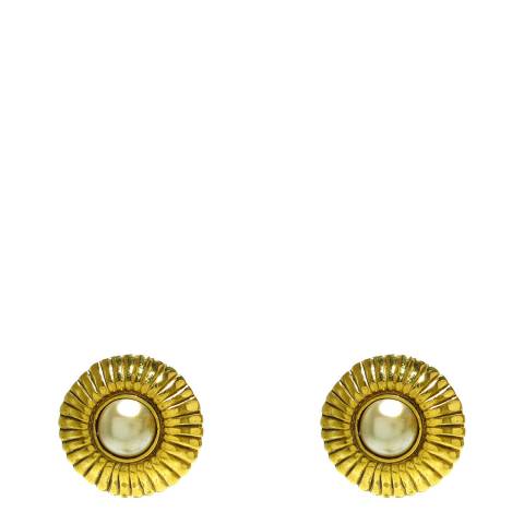 Vintage Chanel Gold Pearl Clip On Earrings