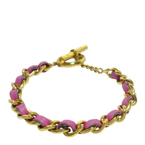 Vintage Chanel Gold Pink Chain Bracelet