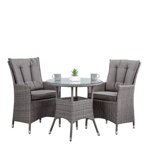 Olaki Rattan 76.5cm Round Table & 2 Chairs, Grey