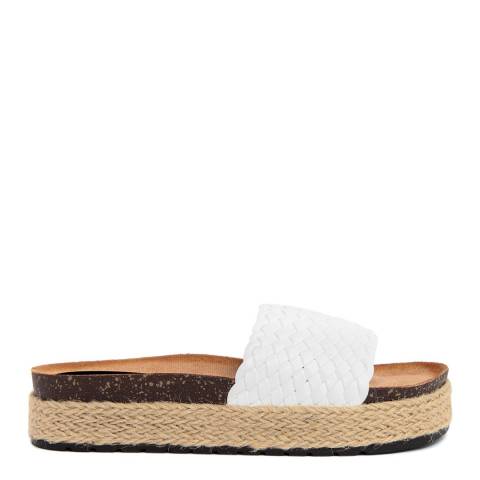 Officina55 White Criss Cross Design Slide Sandals