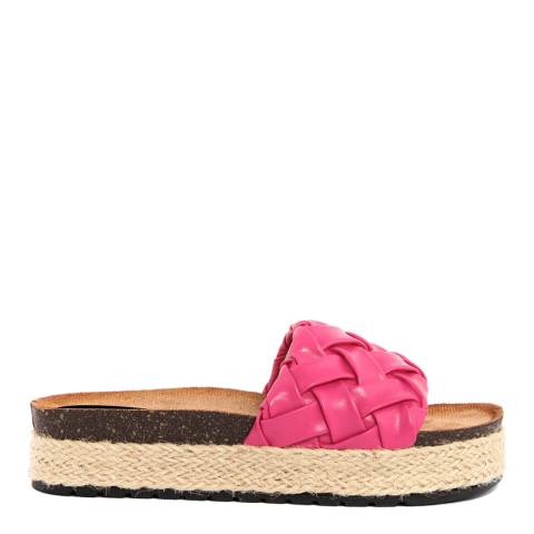Officina55 Pink Criss Cross Design Slide Sandals