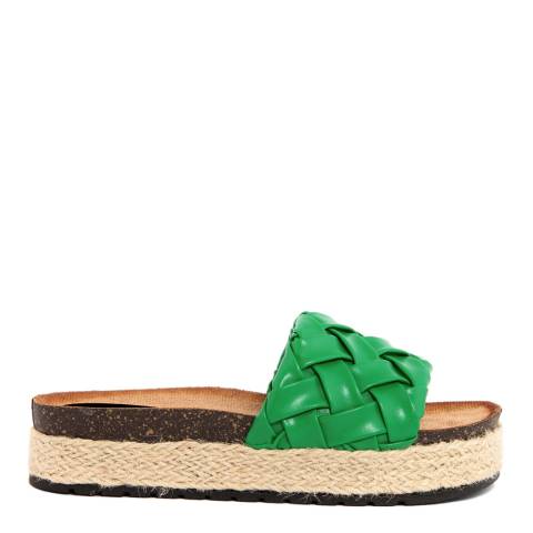 Officina55 Green Criss Cross Design Slide Sandals