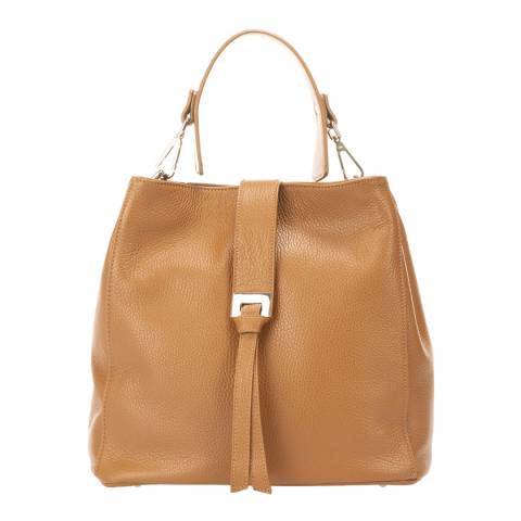 Giorgio Costa Brown Leather Tassel Design Top Handle Bag