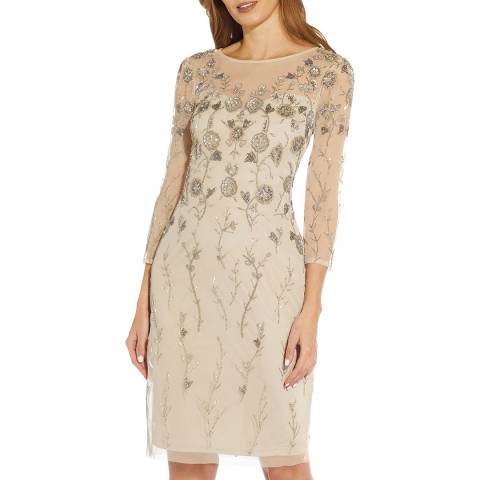 Adrianna Papell Ivory Beaded Detail Dress