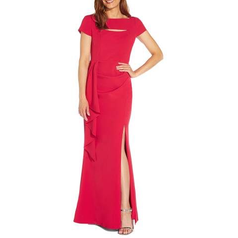 Adrianna Papell Red Drape Detail Maxi Dress