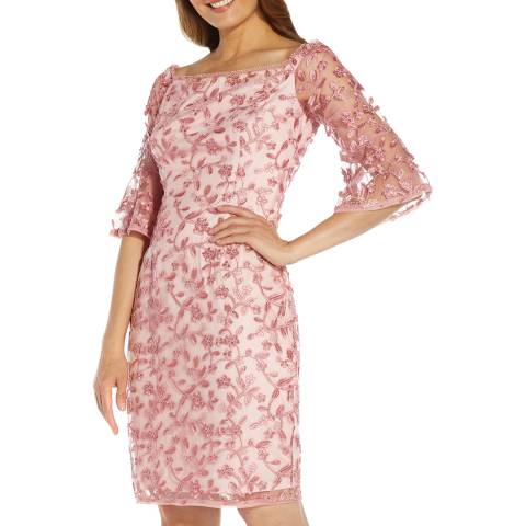 Adrianna Papell Pink Floral Embroidered Dress