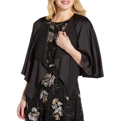 Adrianna Papell Black Satin Reversible Cropped Cape