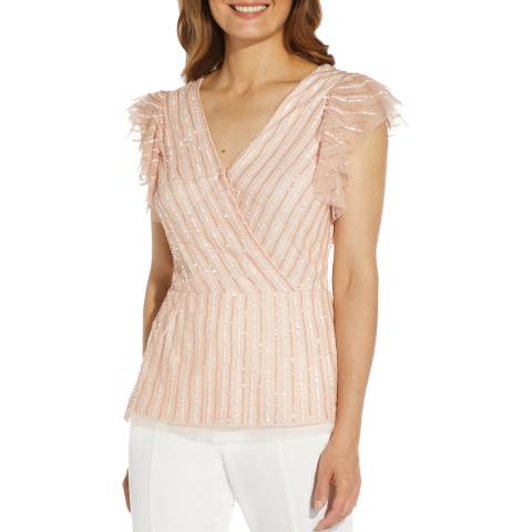 Adrianna Papell Pink Blush Beaded Top