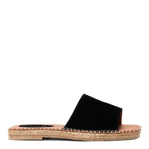 Officina55 Black Flat Espadrilles Slide Sandals