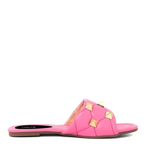 LAB78 Pink Embroidered Stud Flat Sandals