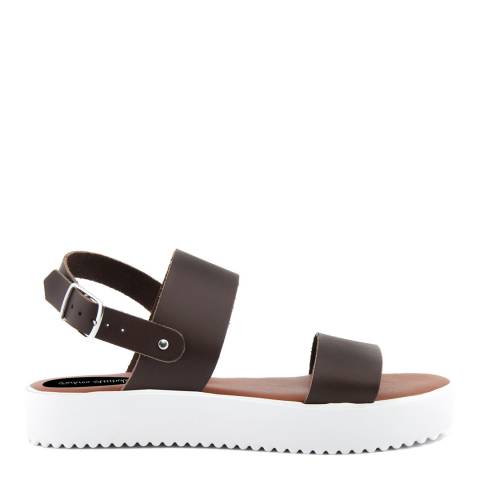 Fashion Attitude Brown Leather Double Strap Sandals 