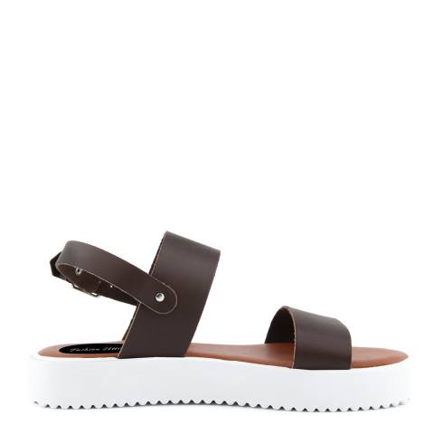 Fashion Attitude Brown Leather Double Strap Sandals 