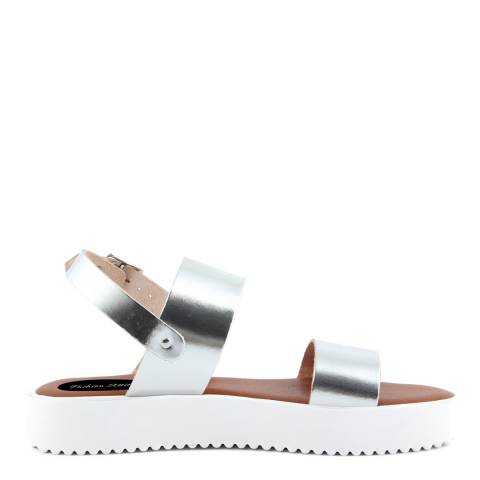 Fashion Attitude Silver Leather Double Strap Sandals 