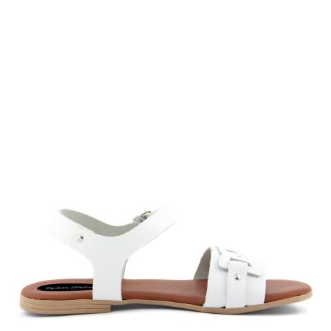 Fashion Attitude White Leather Double Strap Sandals 
