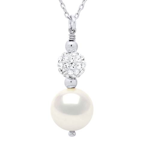 Mitzuko Silver/White Real Cultured Freshwater Pearl Round Necklace 