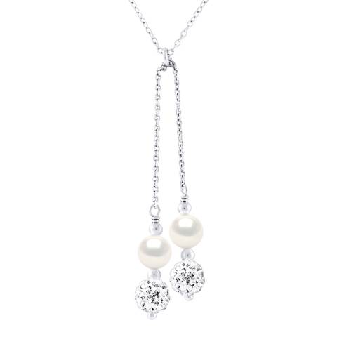 Mitzuko Silver/White Duo Real Cultured Freshwater Pearl Round Necklace