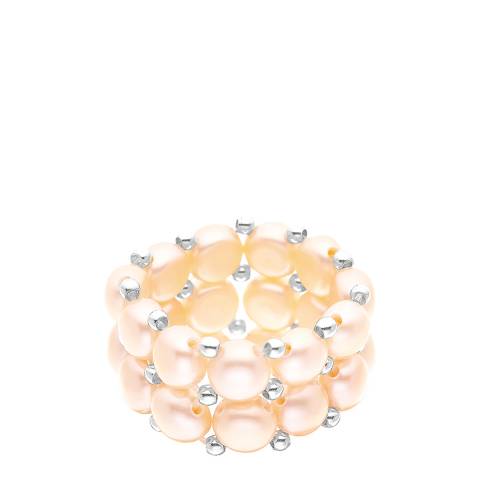 Mitzuko Silver/Pink Handmade Real Freshwater Pearl Ring 
