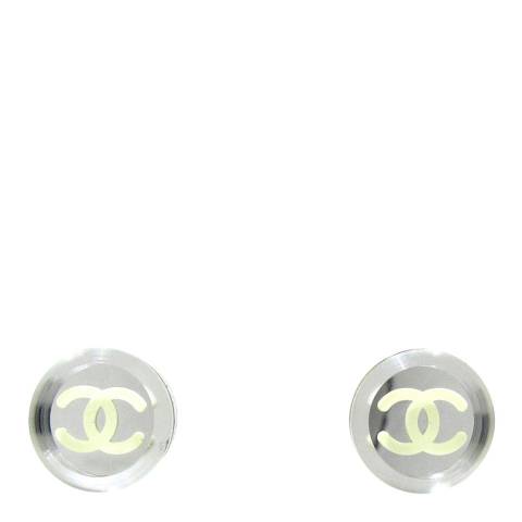 Vintage Chanel Silver CC Stud Earrings