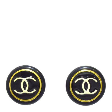 Vintage Chanel Black Coco Mark Earrings