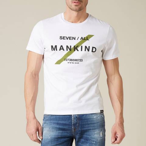 7 For All Mankind White Chest Logo Cotton T-Shirt
