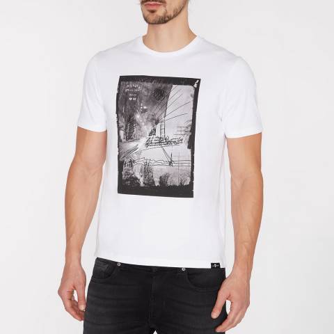 7 For All Mankind White Photo Cotton T-Shirt