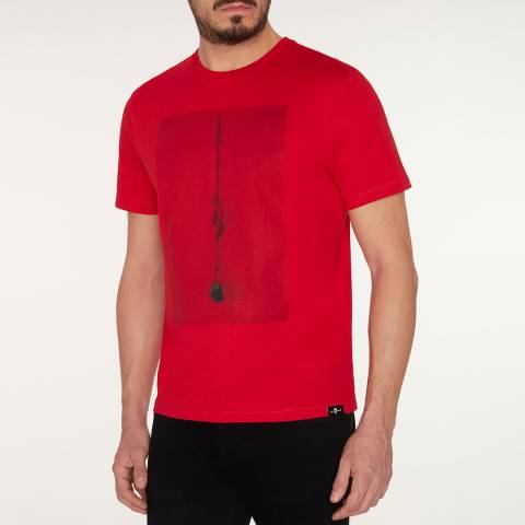 7 For All Mankind Red Graphic Rose T-Shirt