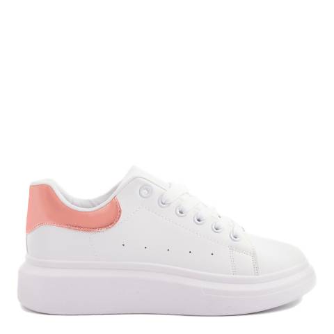 White & Pink Leather Sneakers - BrandAlley