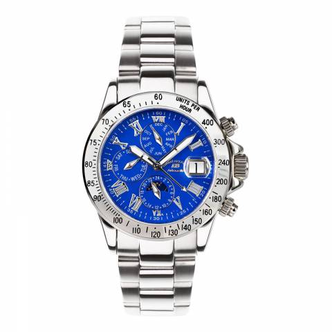 Andre Belfort Men's Silver/Blue Le Capitaine Bracelet Watch