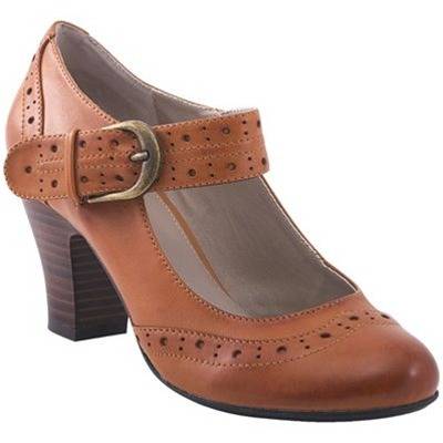 Tan Lolita Mary Jane Leather Shoes 5cm 