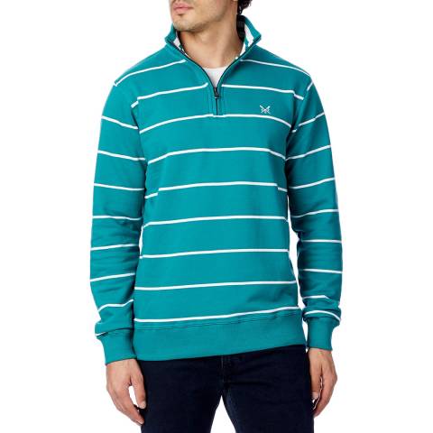 Crew Clothing Green Half Zip Stripe Sweatshirt 