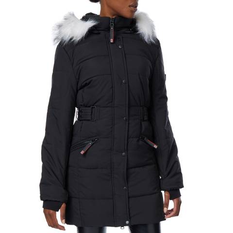Geographical Norway Black Faux Fur Hooded Parka