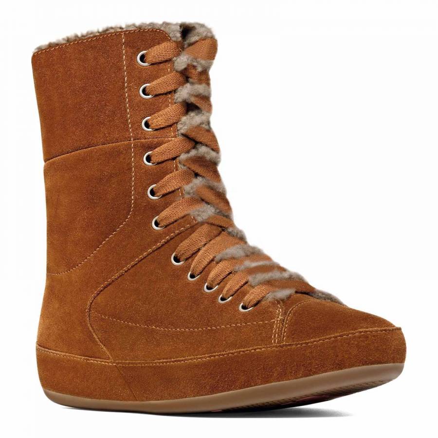Ladies Brown Suede Polar Lace-Up Boots 