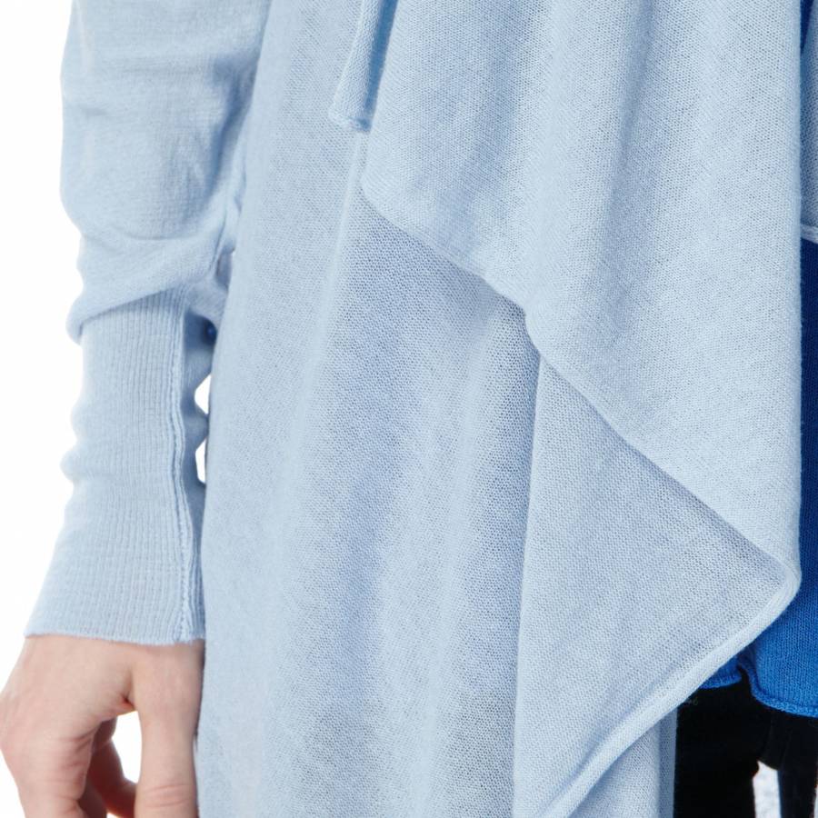 Pale Blue Linen Blend Waterfall Cardigan Size S/M - BrandAlley