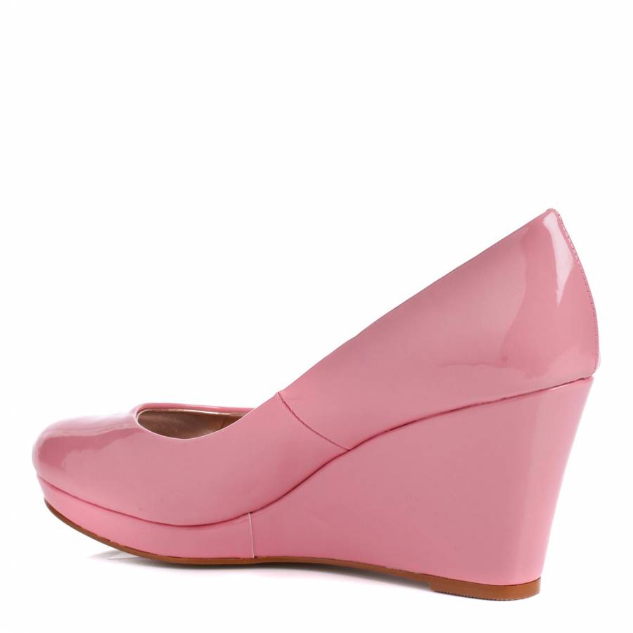 Pink Oker Patent Wedges Shoes 9cm Heel - BrandAlley